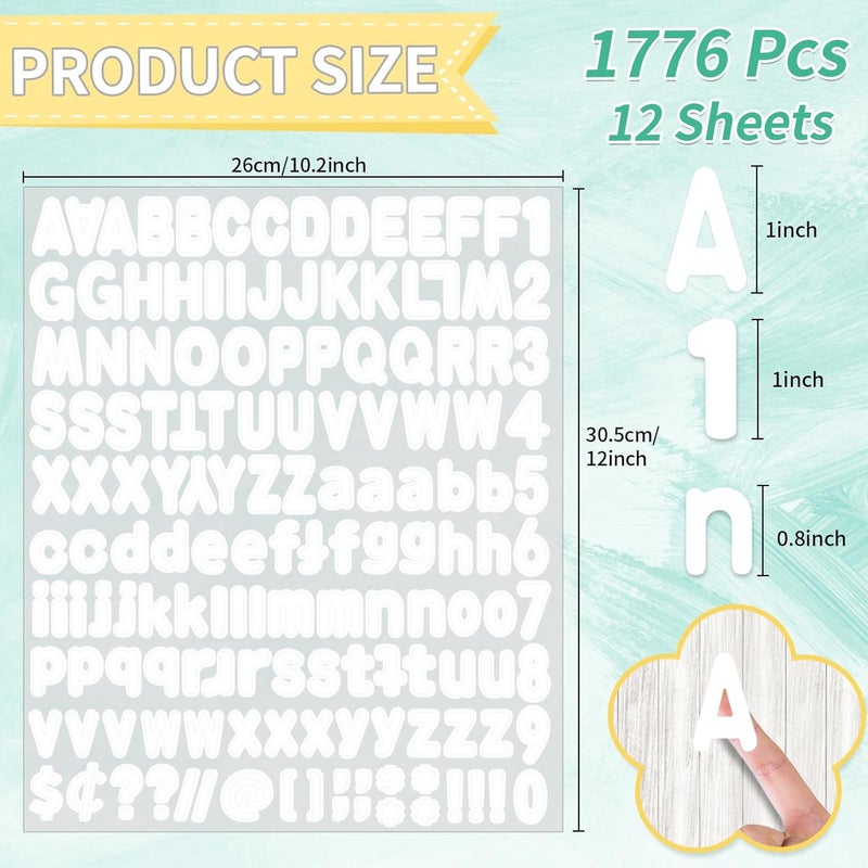 starboling Alphabet Stickers - 1''Inch 12 Sheets White Self Adhesive Vinyl Letter Stickers for Mailbox Numbers, Bulletin Boards, Classroom & Home Decor - Image 2